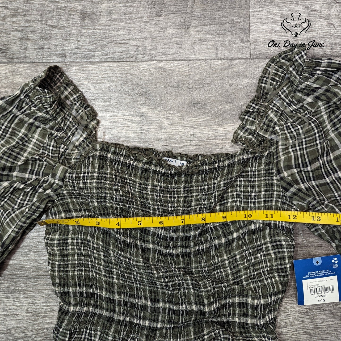 Arizona Jean Co. Juniors Smocked Short Sleeve Top Size XS