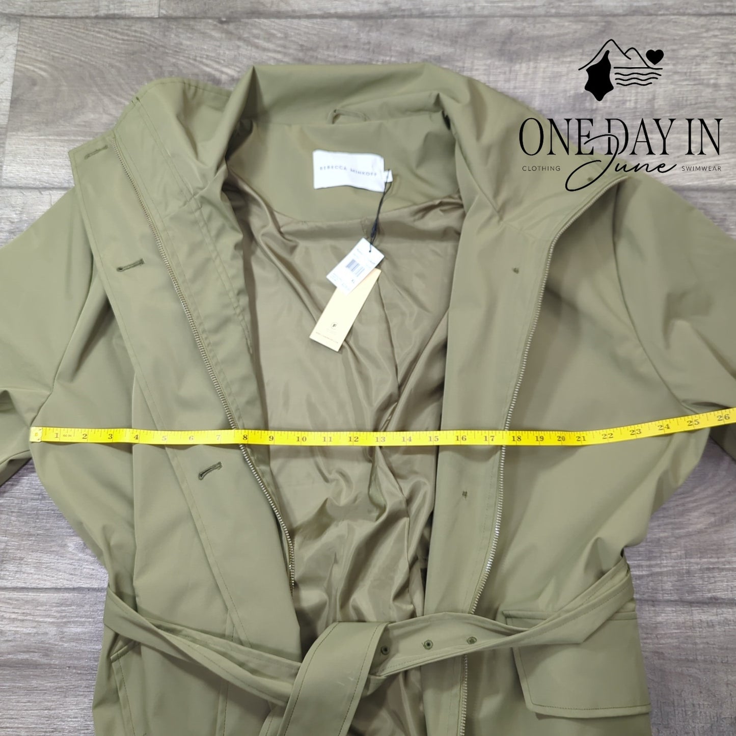 Rebecca Minkoff Belted Funnel Neck Trench Coat Olive Green NWT $228 Size XL