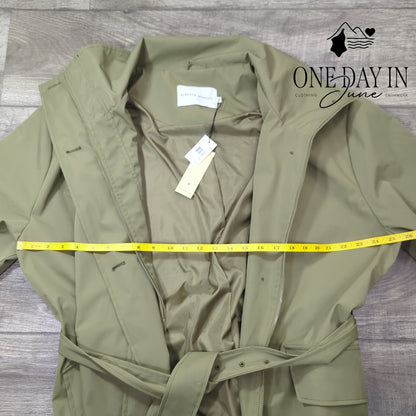 Rebecca Minkoff Belted Funnel Neck Trench Coat Olive Green NWT $228 Size XL