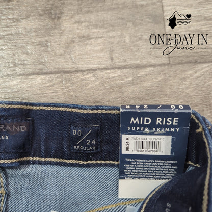 Lucky Brand Ava Mid Rise Super Skinny Jeans Size 00