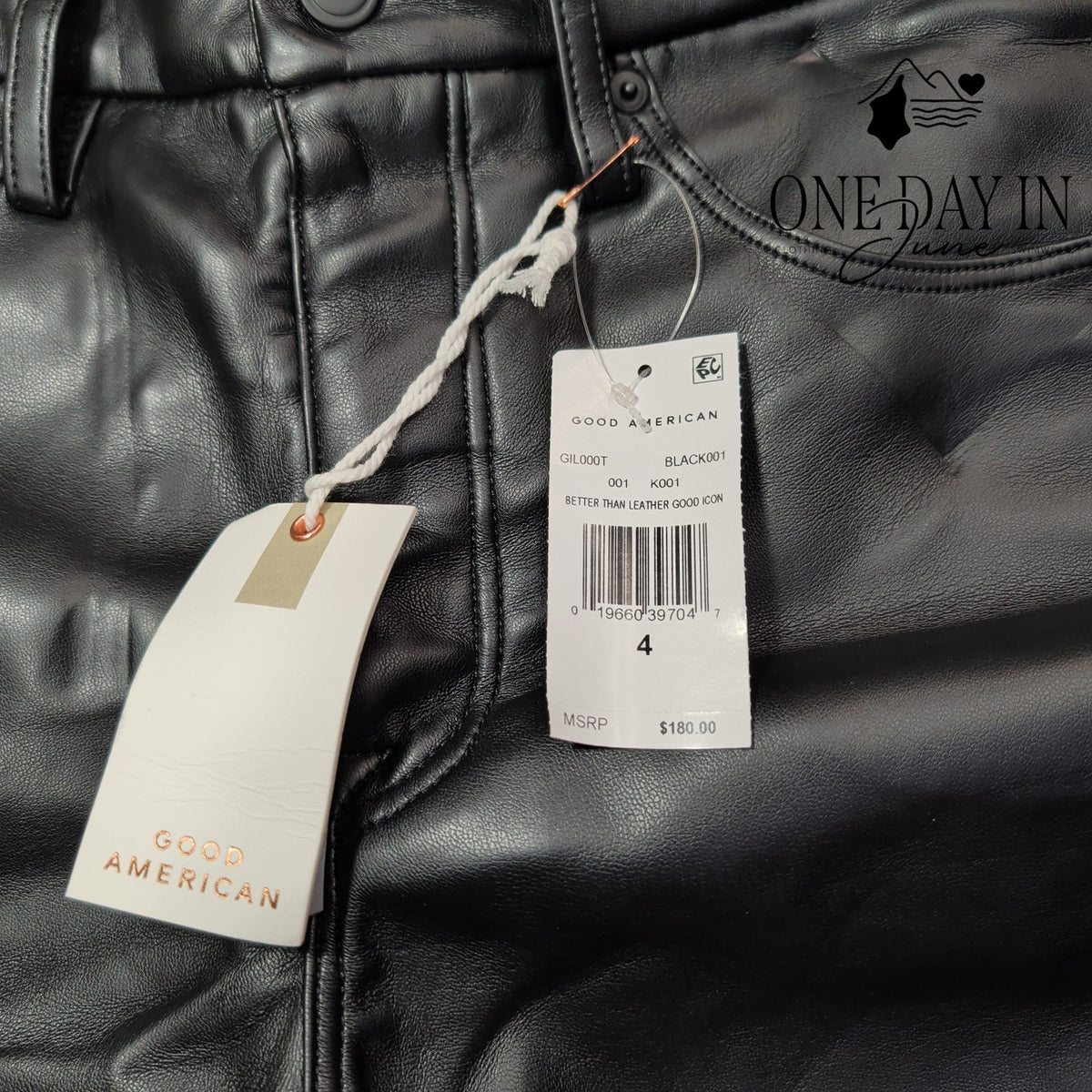 Good American Better Than Leather Good Icon Jeans Black Faux Leather NWT Size 4