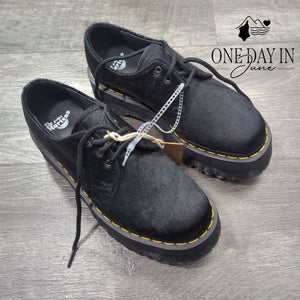 Dr. Martens 1461 Quad Hair-On Platform Derby Shoes Women's Black NWT Size 6