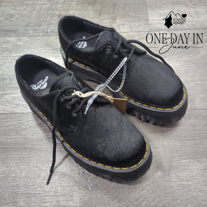Dr. Martens 1461 Quad Hair-On Platform Derby Shoes Women's Black NWT Size 6