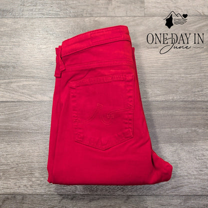 AG Adriano Goldschmied The Prima Crop Cigarette Jeans Red NWT Size 4 (27)