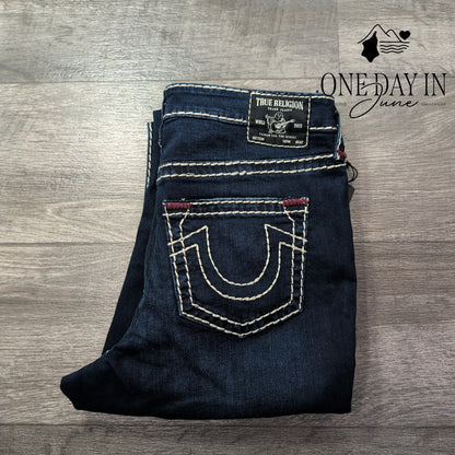 True Religion Jennie Curvy Mid Rise Super Skinny Jeans Dark Blue NWT Size 14
