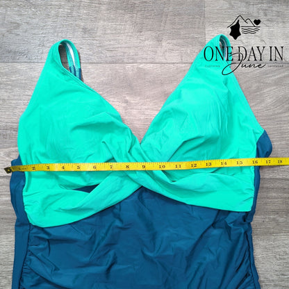 Eomenie Cross Front Tie Back One Piece Swimsuit Size 2XL