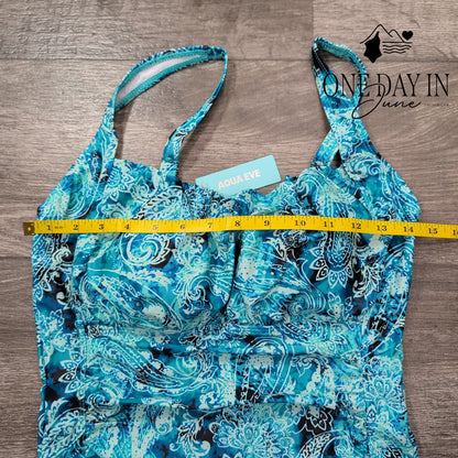 Aqua Eve Retro Paisley One Piece Swimsuit Size L