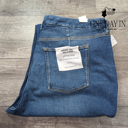 Good American Good 90s Relaxed Jeans Plus Raw Hem Indigo NWT Size 22