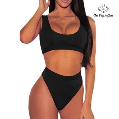 Pink Queen Crop Top High Waist Bikini Swimsuit Size XL