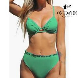 Cupshe High Waist Underwire Ruffle Bikini Swimsuit Size S