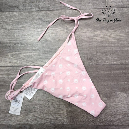 RVCA Balance Act Tie Skimpy French Bikini Bottom Pink NWT Size L