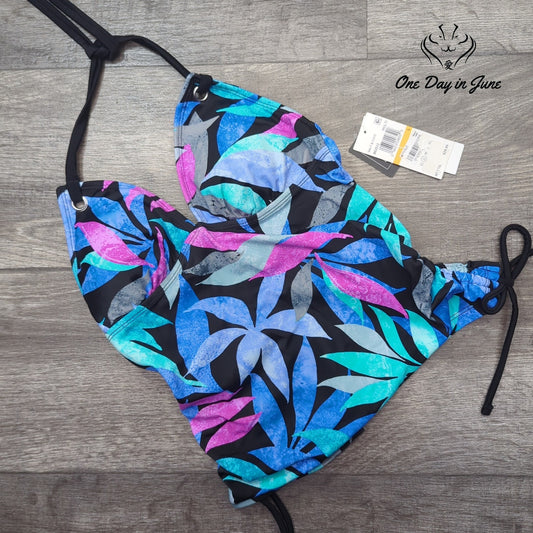 Salt & Cove Halter Ruched Tankini Top Size S