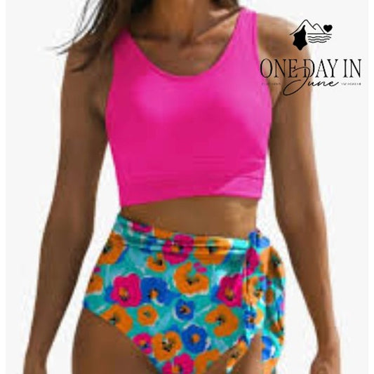 Dokotoo Crop Top High Waist Bikini Swimsuit Size L