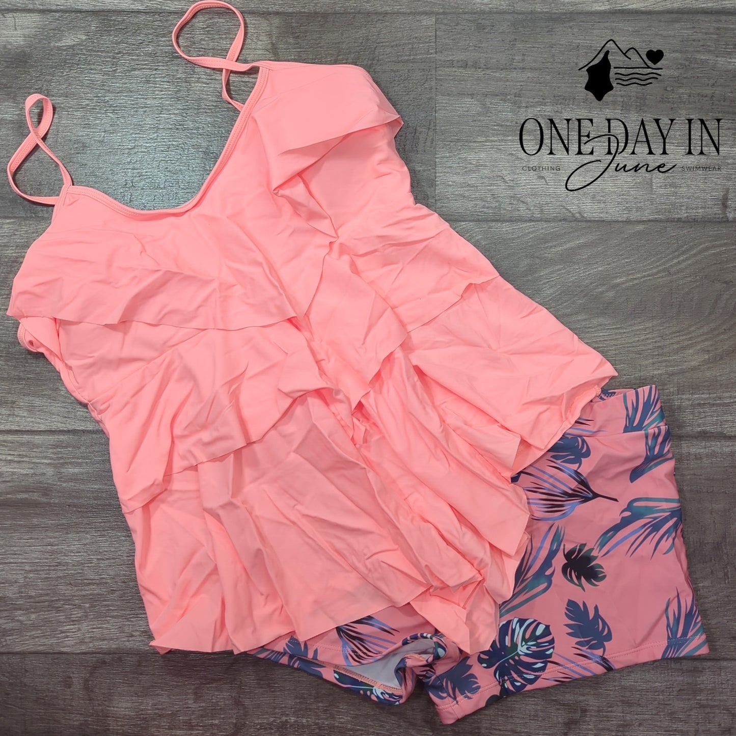 Aleumdr Flounce Boyshort Tankini Swimsuit Size XL
