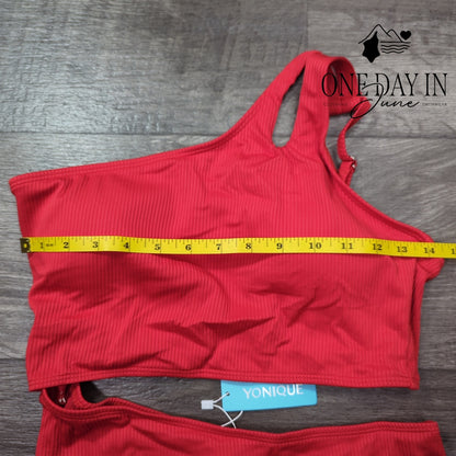 Yonique Cut Out One Shoulder One Piece Swimsuit Size M