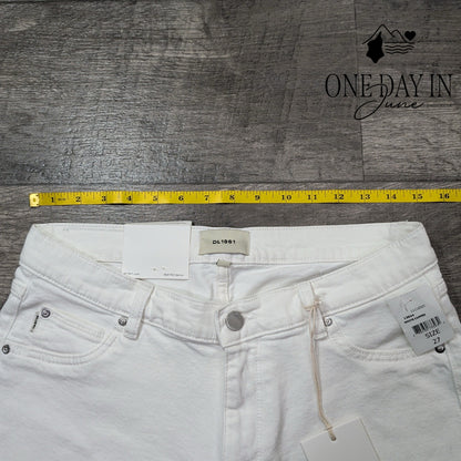 DL1961 Thea Boyfriend Jeans White Cuffed Relaxed Tapered NWT Size 4 (27)