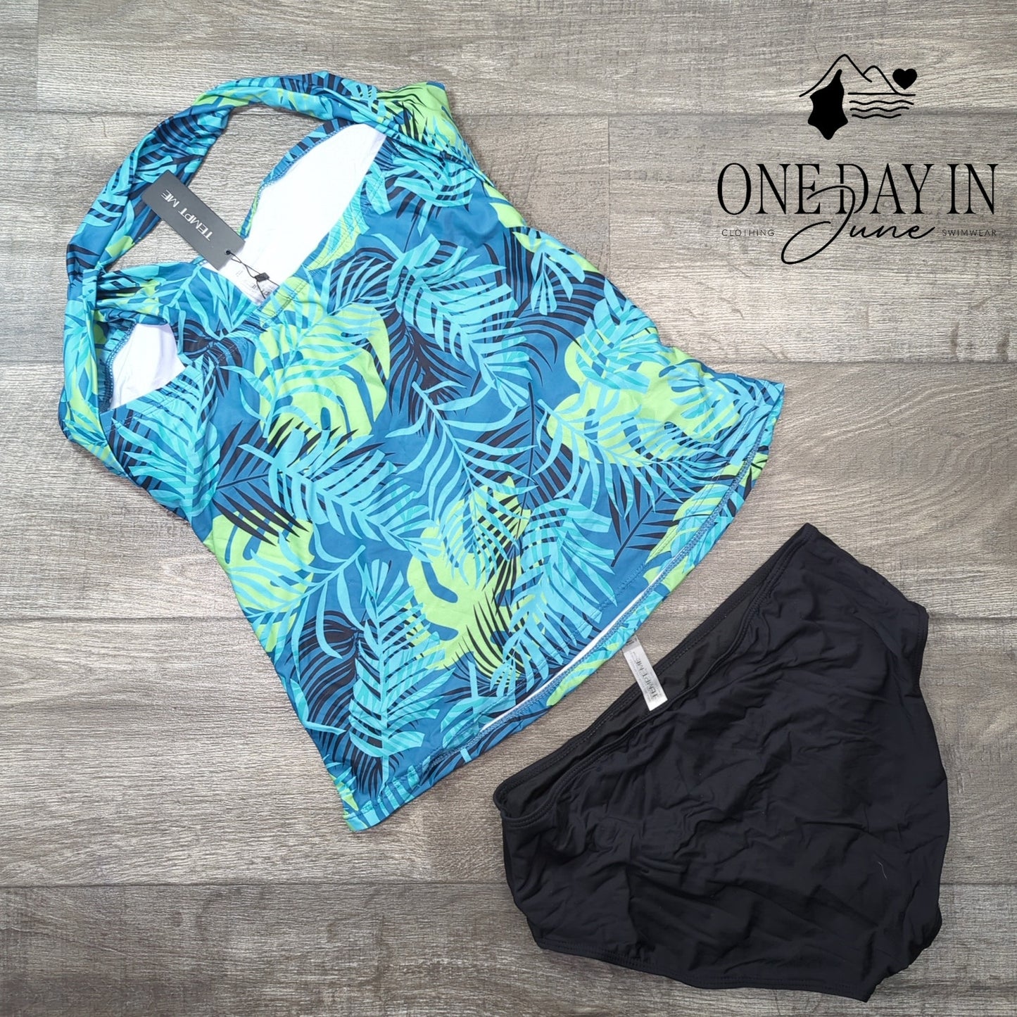 Tempt Me One Shoulder Tankini Swimsuit Size L