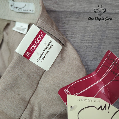 Kim Rogers Fit Solutions Comfort Waist Dress Pants Beige Tan NWT Size 14