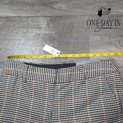 Talbots Hampshire Ankle Straight Leg Plaid Pants Black Ivory NWT Size 4
