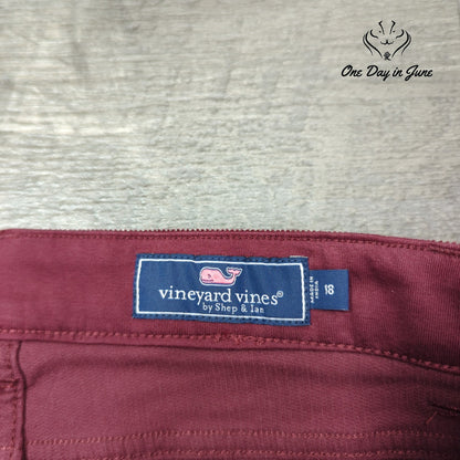 Vineyard Vines Straight Leg Corduroy Pants Burgundy Red Size 18