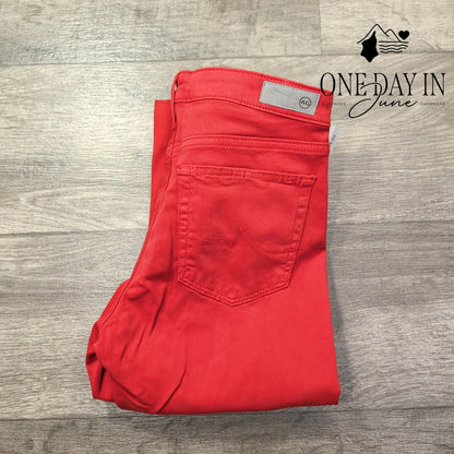 AG Adriano Goldschmied The Prima Cigarette Leg Jeans Red NWT $215 Size 4 (27)