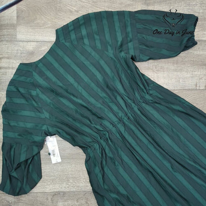 Liz Claiborne Half Sleeve Striped Mysterious Green Dress Size XL