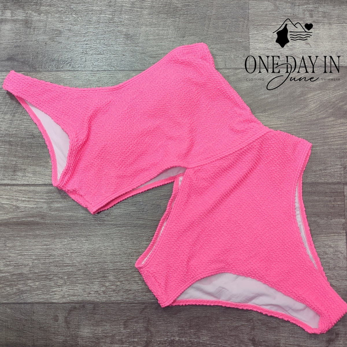 Adisputent One Shoulder Cutout One Piece Swimsuit Hot Pink Smocked Size M