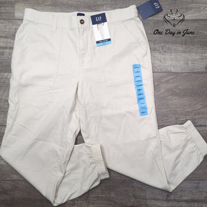Gap Twill Jogger Pants Birch Cream Mid Rise NWT Size L