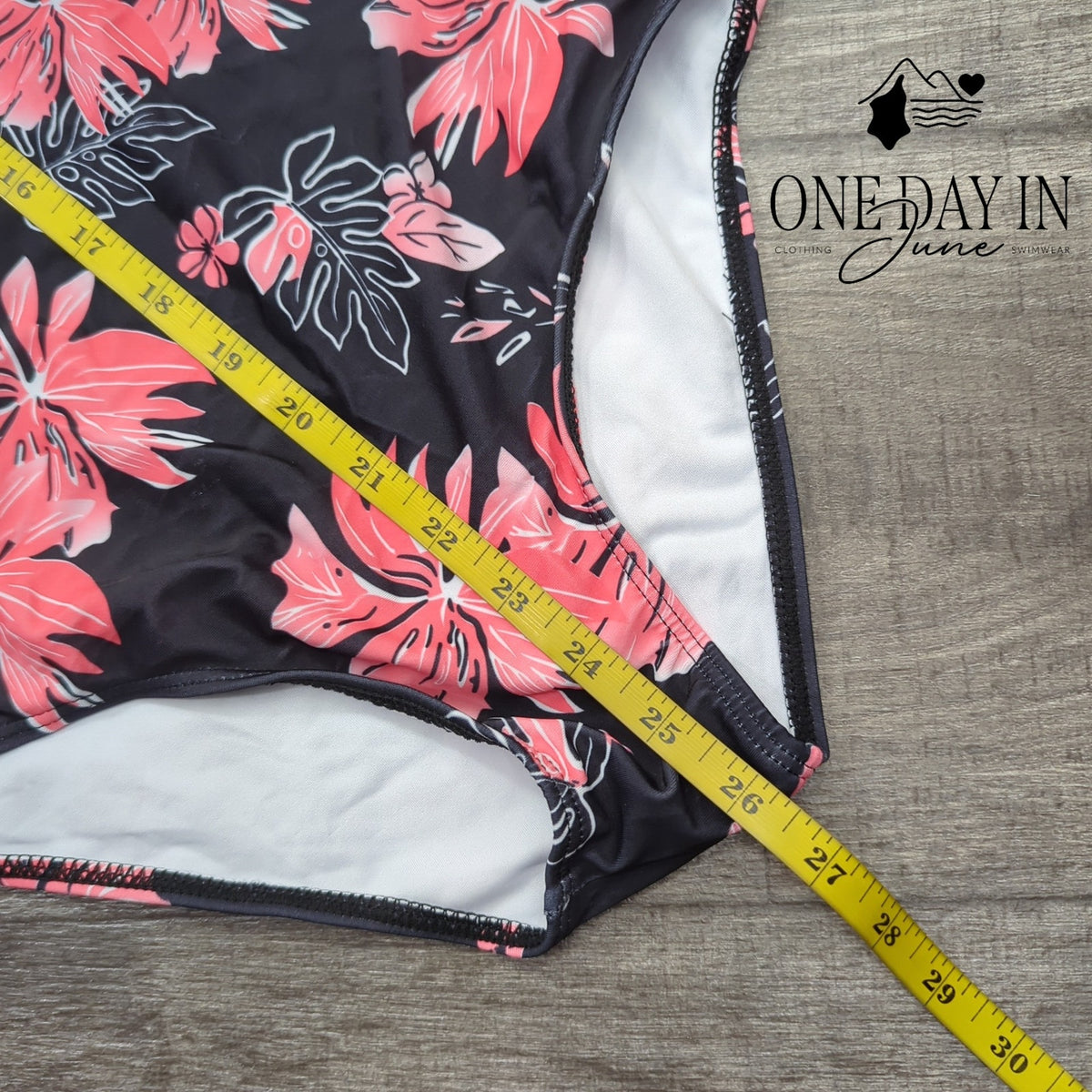 Zando Floral Cross Back One Piece Swimsuit Black Pink Tropical Size S