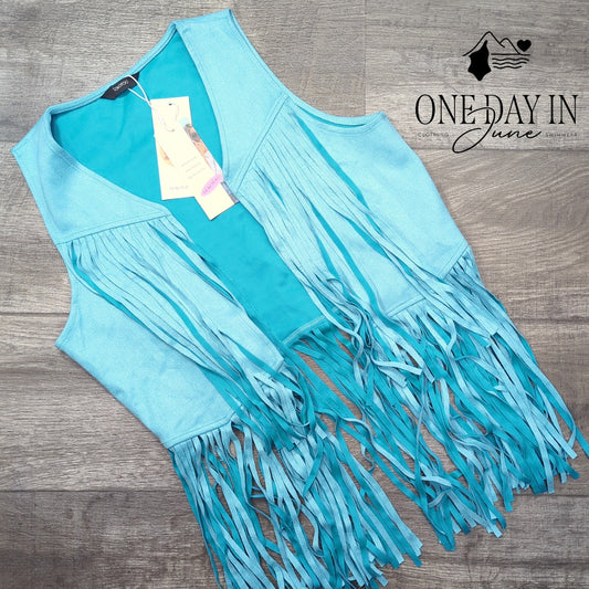 Dokotoo Faux Suede Tassel Vest Size S
