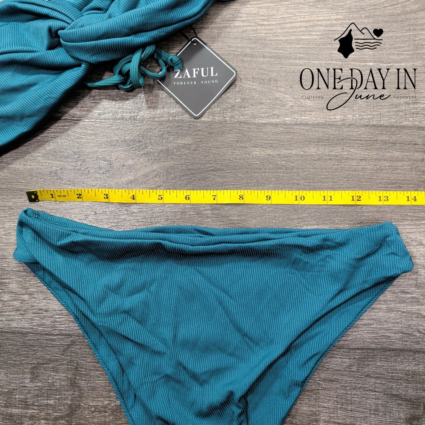 Zaful Ribbed Bandeau Bikini Swimsuit Size M