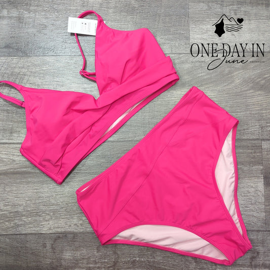 Cupshe Twist Front High Waist Bikini Swimsuit Size L