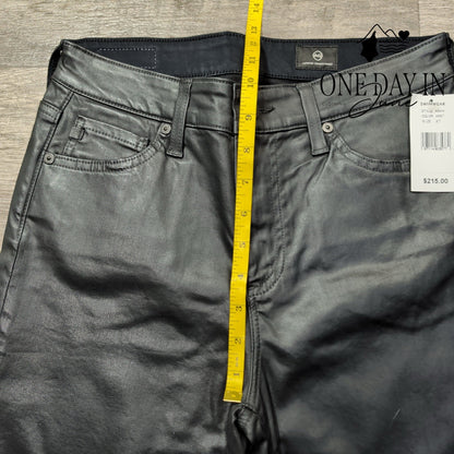 AG Adriano Goldschmied Faux Leather Bootcut Jeans Black NWT $215 Size 4 (27)