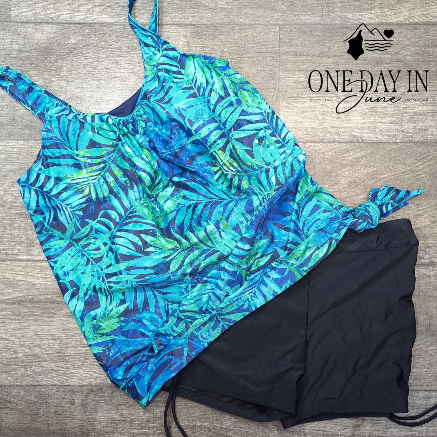 Yonique Blouson Boyshort Tankini Swimsuit Size L