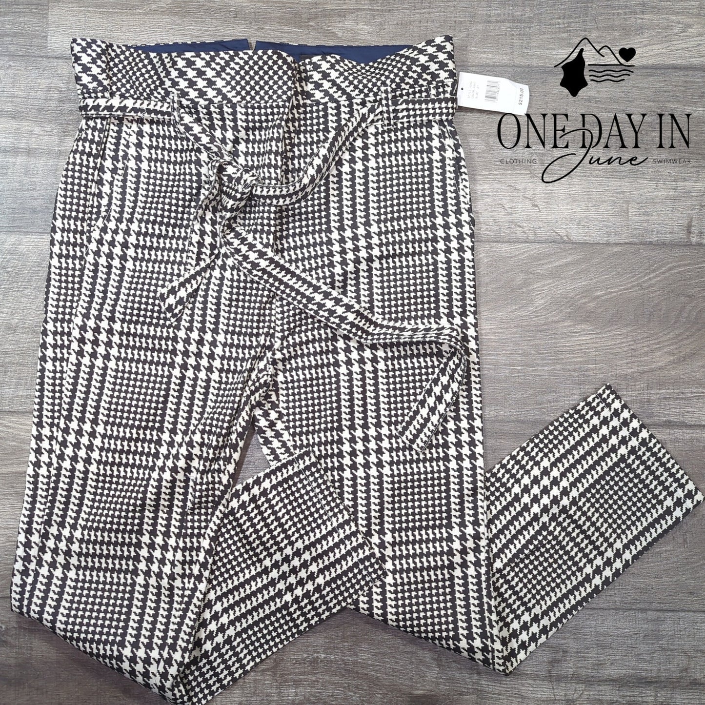 AG Adriano Goldschmied Houndstooth Print Lettuce Edhge Belted Pants Size 27 (4)