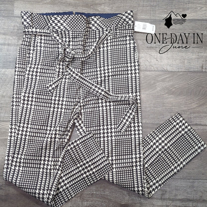 AG Adriano Goldschmied Houndstooth Print Lettuce Edhge Belted Pants Size 27 (4)