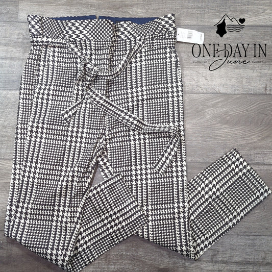 AG Adriano Goldschmied Houndstooth Print Lettuce Edhge Belted Pants Size 27 (4)