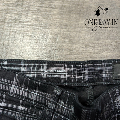AG Adriano Goldschmied Farrah High Rise Skinny Jeans Black Plaid Size 2 (26)