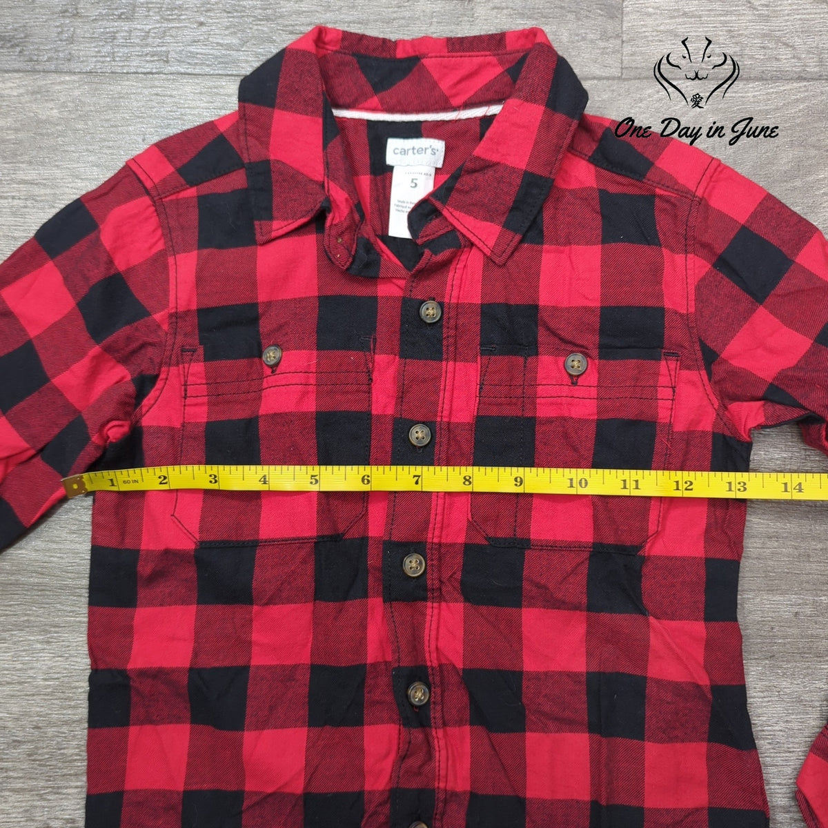 Carters Boys Buffalo Plaid Button Down Shirt Red Black NWT $28 Size 5