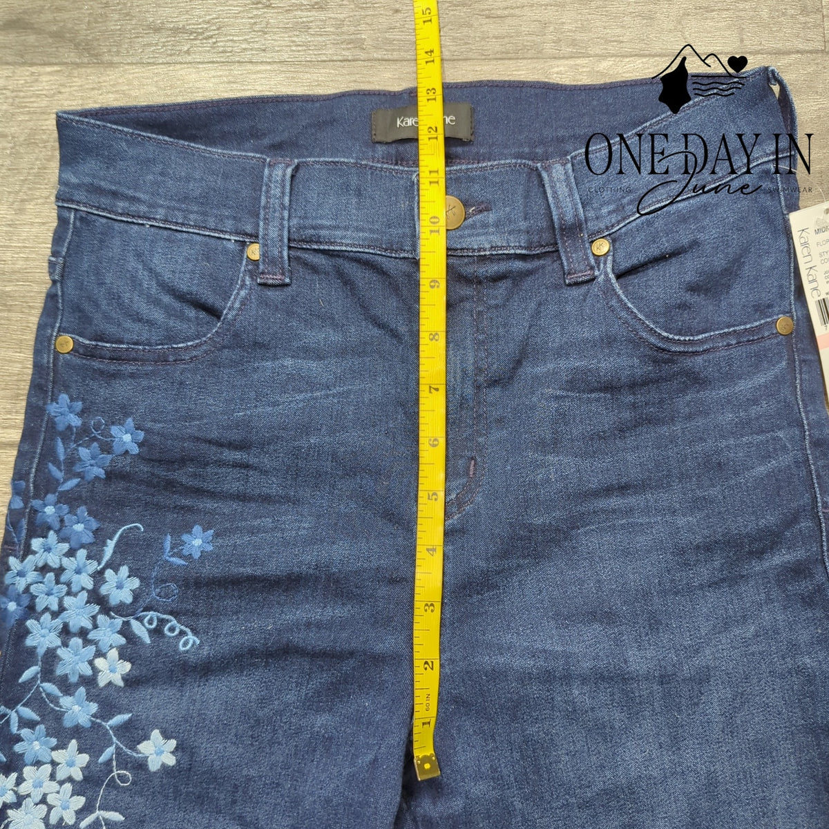 Karen Kane Midnight Sun Floral Embroidered Skinny Jeans Blue NWT Size 10