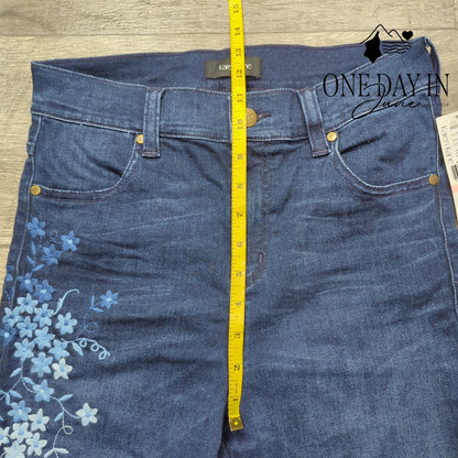 Karen Kane Midnight Sun Floral Embroidered Skinny Jeans Blue NWT Size 10