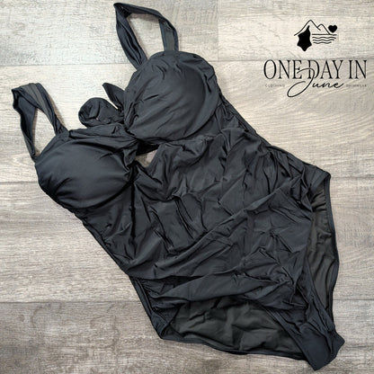 CiciBird Tie Back Keyhole One Piece Swimsuit Size L