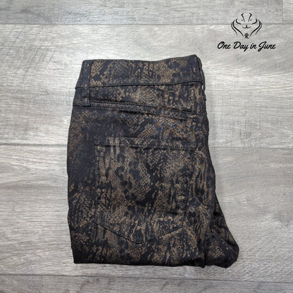 Express Mid Rise Skinny Jeans Black Gold Metallic Animal Print Size 6S