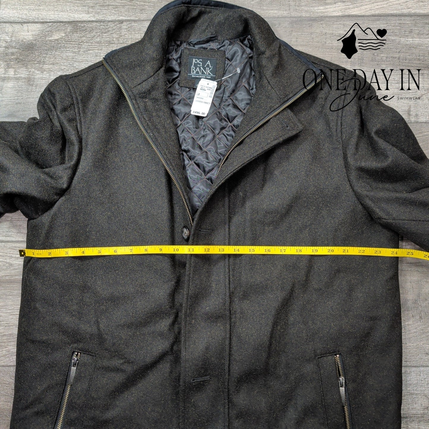 Jos. A. Bank Wool Tweed Car Coat Brown Quilted Lined Jacket NWT Size L