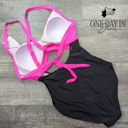 Eomenie Cross Front Cut Out One Piece Swimsuit Size S
