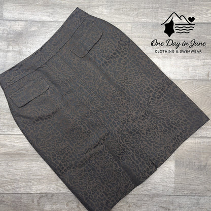 Ann Taylor Wool Leopard Print Lined Pencil Skirt Size 10