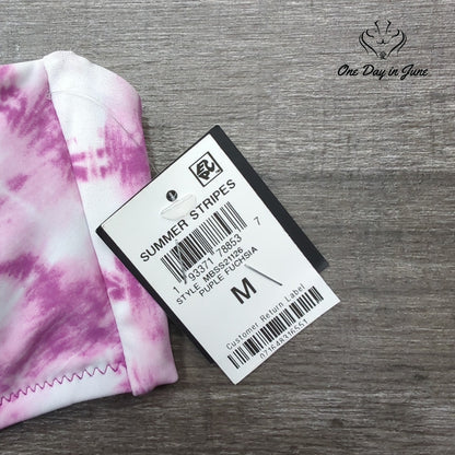 Bar III Summer Stripes V-Wire Tie Back Bikini Top Purple Fuchsia NWT Size M