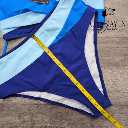 Zaful Lace Up Back High Waist Bikini Swimsuit Size M