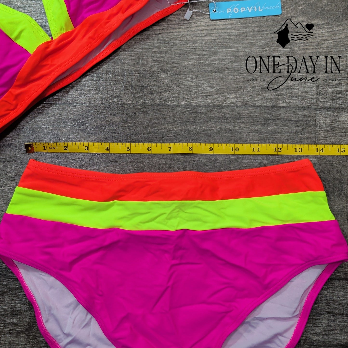Popvil High Waist Colorblock Bikini Swimsuit Size L