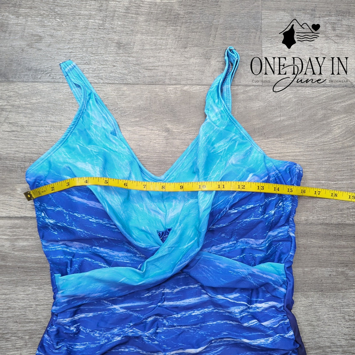 Adisputent Cross Front Tummy Control One Piece Swimsuit Blue Ombre Size L